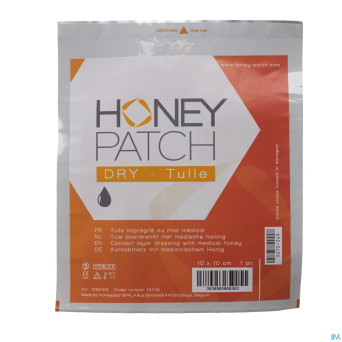 Honeypatch dry miel cicatr.7g+tulle ster.10x10cm 1