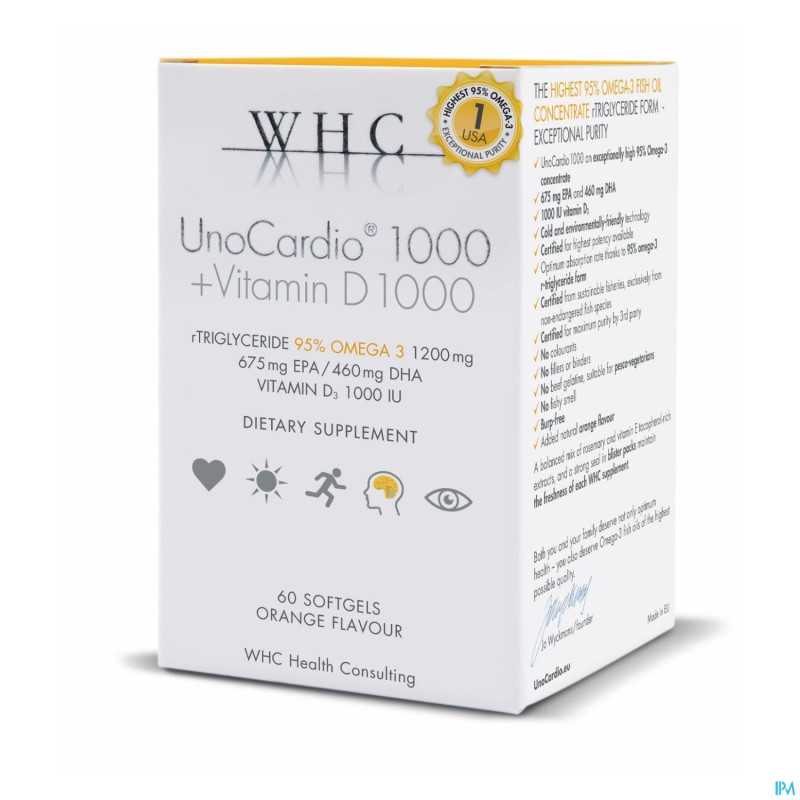 Unocardio 1000 + vit d 1000 softgels 60
