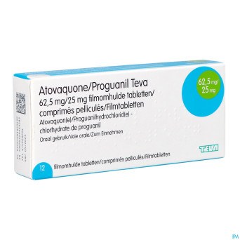 Atovaquone proguanil 62,5/25mg teva comp pell 12