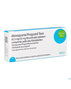 Atovaquone proguanil 62,5/25mg teva comp pell 12