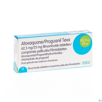 Atovaquone proguanil 62,5/25mg teva comp pell 12