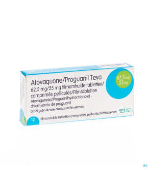 Atovaquone proguanil 62,5/25mg teva comp pell 12