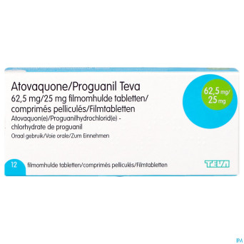 Atovaquone proguanil 62,5/25mg teva comp pell 12