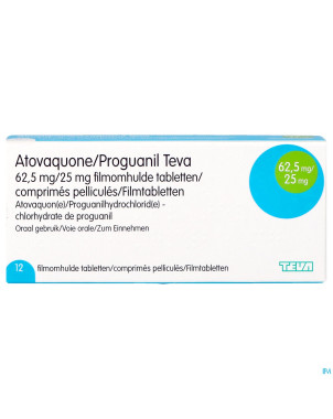 Atovaquone proguanil 62,5/25mg teva comp pell 12