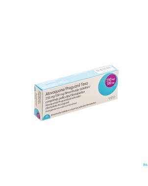 Atovaquone proguanil 250/100mg teva comp pell 24