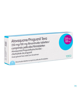 Atovaquone proguanil 250/100mg teva comp pell 12