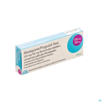 Atovaquone proguanil 250/100mg teva comp pell 12