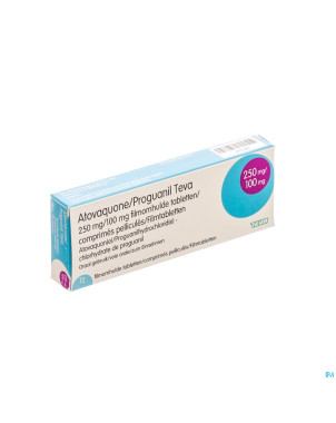 Atovaquone proguanil 250/100mg teva comp pell 12