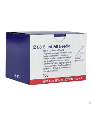Bd blunt fill aiguille non biseautee 18g 25mm 100