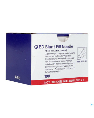 Bd blunt fill aiguille non biseautee 18g 25mm 100