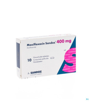 Moxifloxacin sandoz 400 mg comp pell 10