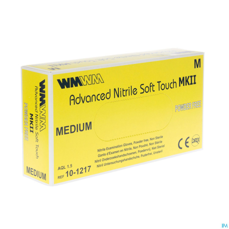 Advanced nitril gant exam. soft touch s/pdr  m 150
