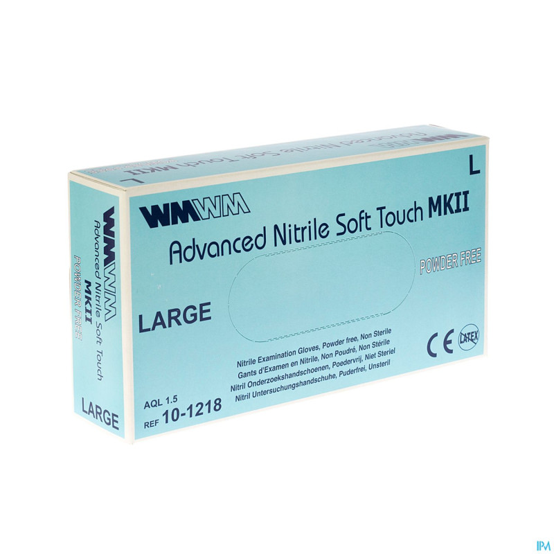 Advanced nitril gant exam. soft touch s/pdr  l 150
