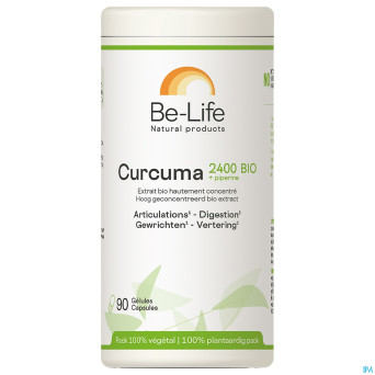 Curcuma 2400 + piperine be life    pot caps  90