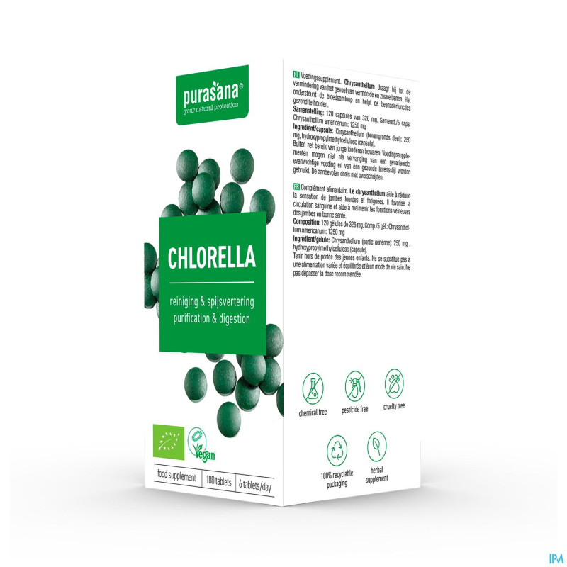 Purasana vegan chlorella cell wall bio    comp 180