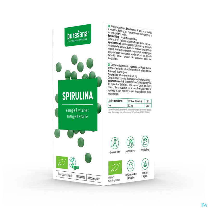 Purasana vegan spirulina bio    comp 180
