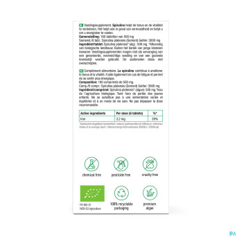 Purasana vegan spirulina bio    comp 180