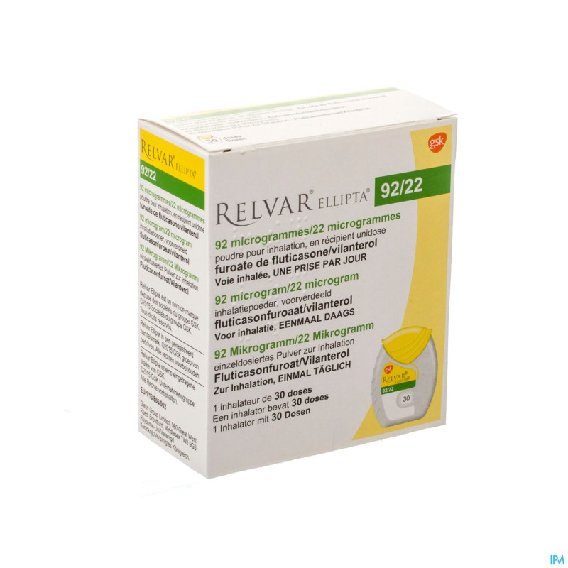 Relvar ellipta  92/22mcg pulv inhal multidose 1x30