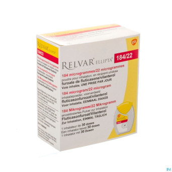 Relvar ellipta 184/22mcg pulv inhal multidose 30