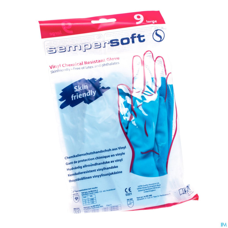 Sempersoft gants bleu large nf    1paire