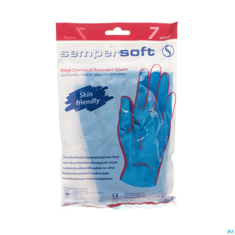 Sempersoft gants bleu small nf    1paire