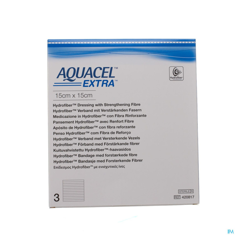 Aquacel extra pans hydrofiber+renf.fibr.15x15cm  3