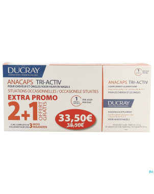 Ducray anacaps tri-activ  caps 3x30 prix promo