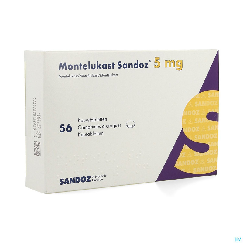 Montelukast sandoz comp a croquer 56 x 5 mg