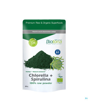 Biotona chlorella + spirulina raw powder 200g