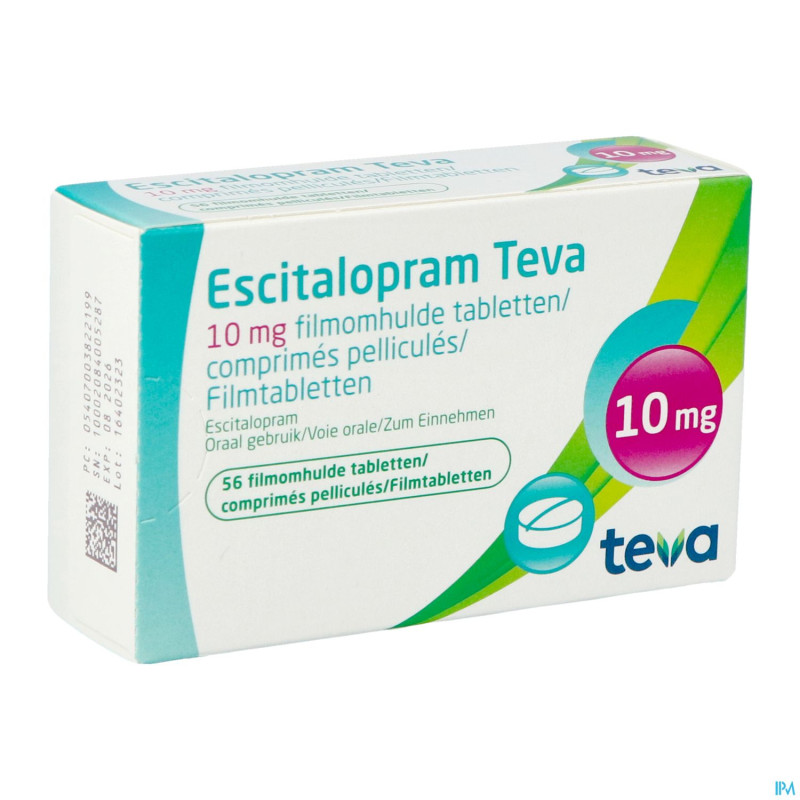 Escitalopram 10 mg teva comp pell  56 x 10 mg