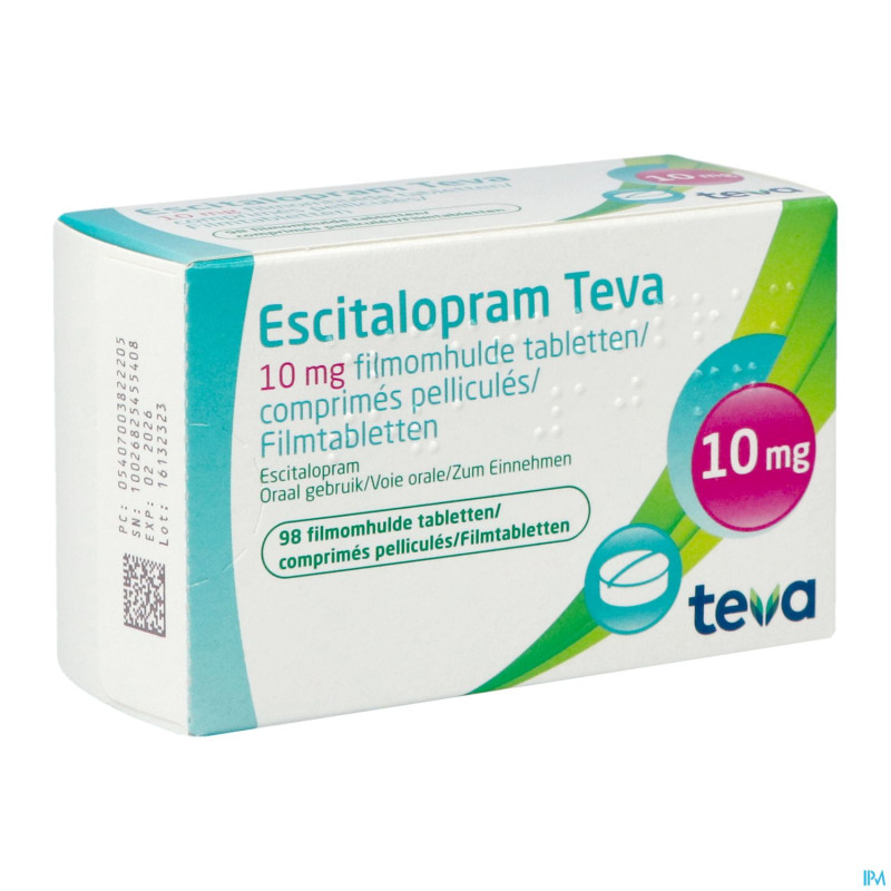 Escitalopram 10 mg teva comp pell  98 x 10 mg
