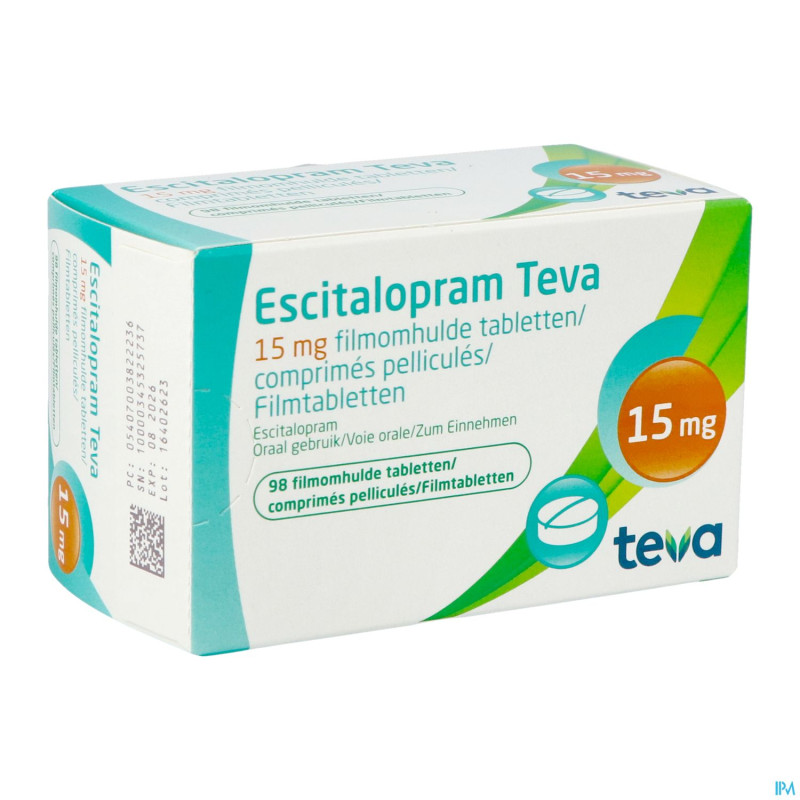 Escitalopram 15 mg teva comp pell  98 x 15 mg