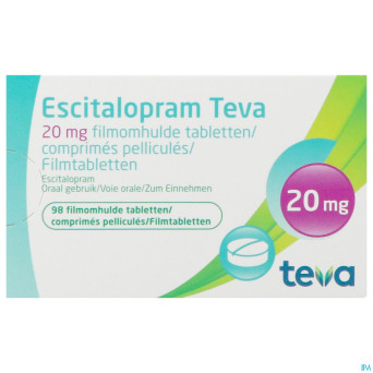 Escitalopram 20 mg teva comp pell  98 x 20 mg