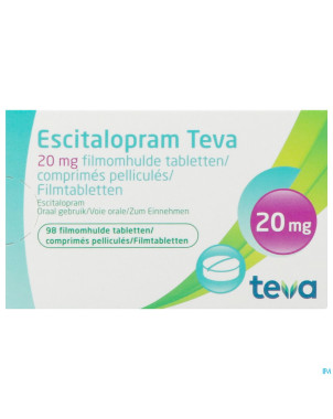 Escitalopram 20 mg teva comp pell  98 x 20 mg