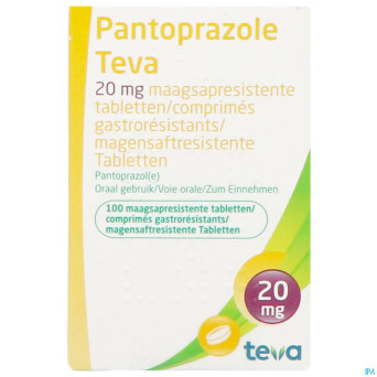 Pantoprazole teva 20mg comp gastro resist 100x20mg