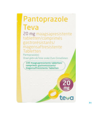 Pantoprazole teva 20mg comp gastro resist 100x20mg