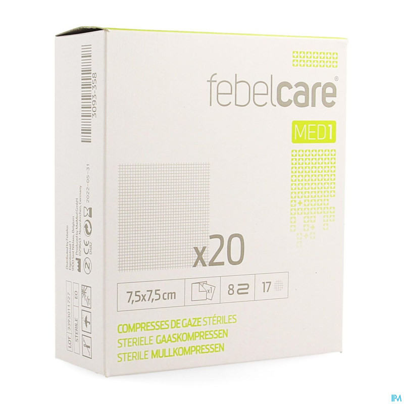 Febelcare med1 compresse gaze ster. 7,5x7,5cm 20x1