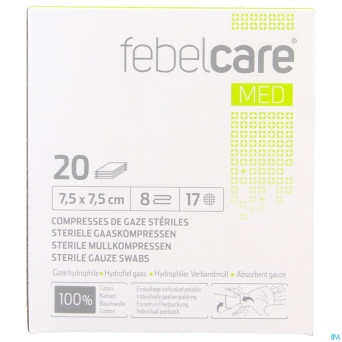 Febelcare med1 compresse gaze ster. 7,5x7,5cm 20x1