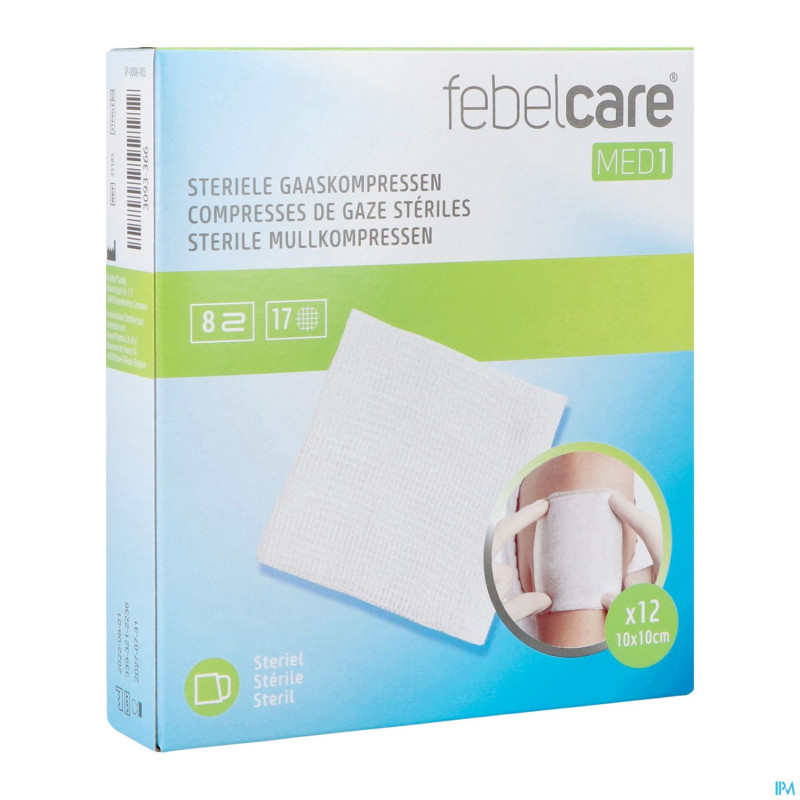 Febelcare med1 compresse gaze ster. 10x10,0cm 12x1