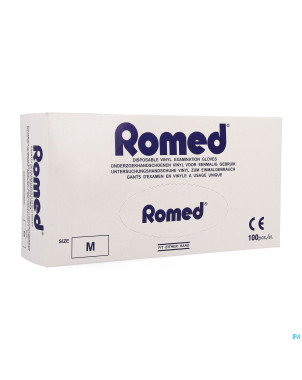 Romed gants vinyl jetable    m 100 pontos