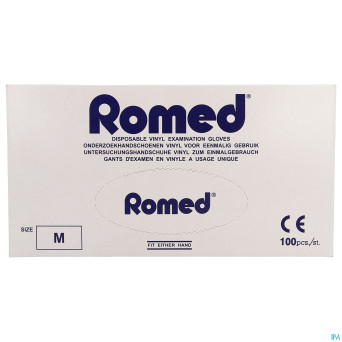 Romed gants vinyl jetable    m 100 pontos