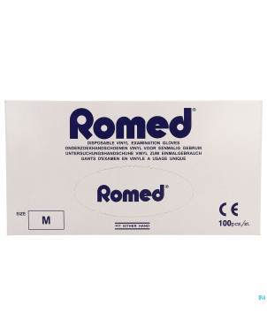 Romed gants vinyl jetable    m 100 pontos