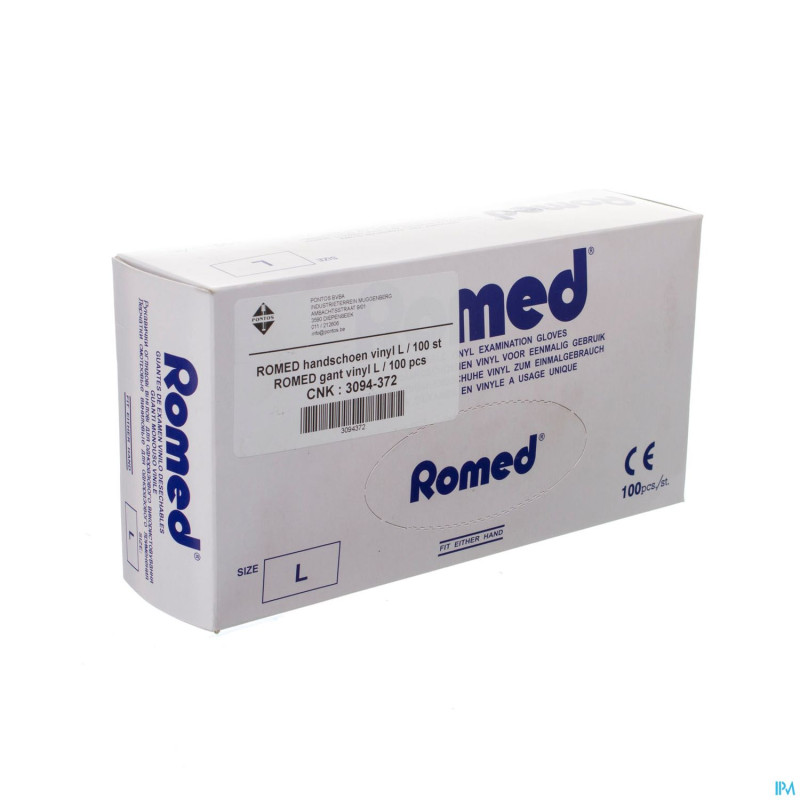 Romed gants vinyl jetable    l 100 pontos