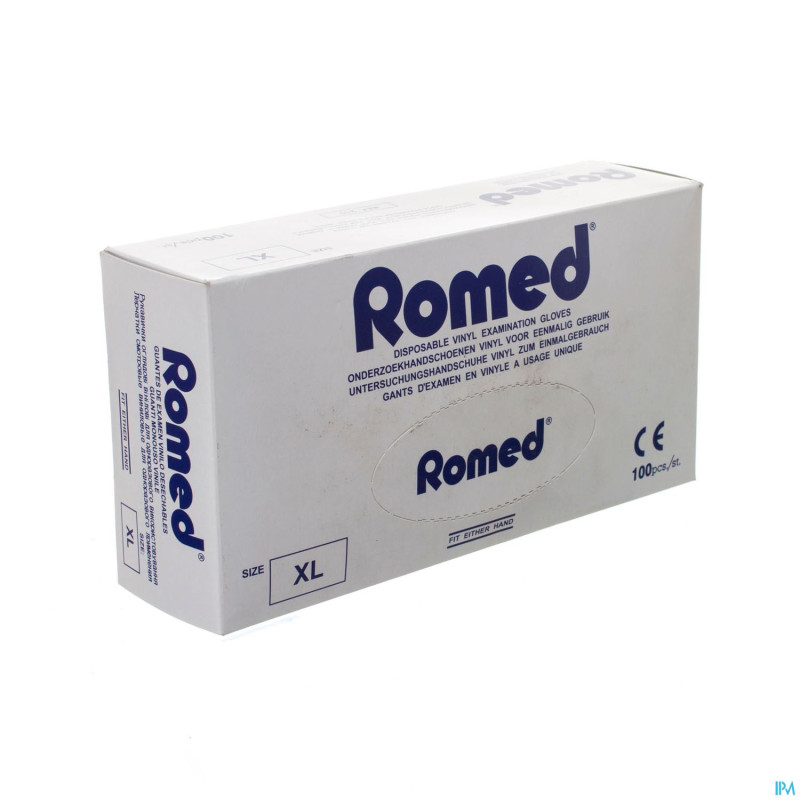 Romed gants vinyl jetable    xl 100 pontos