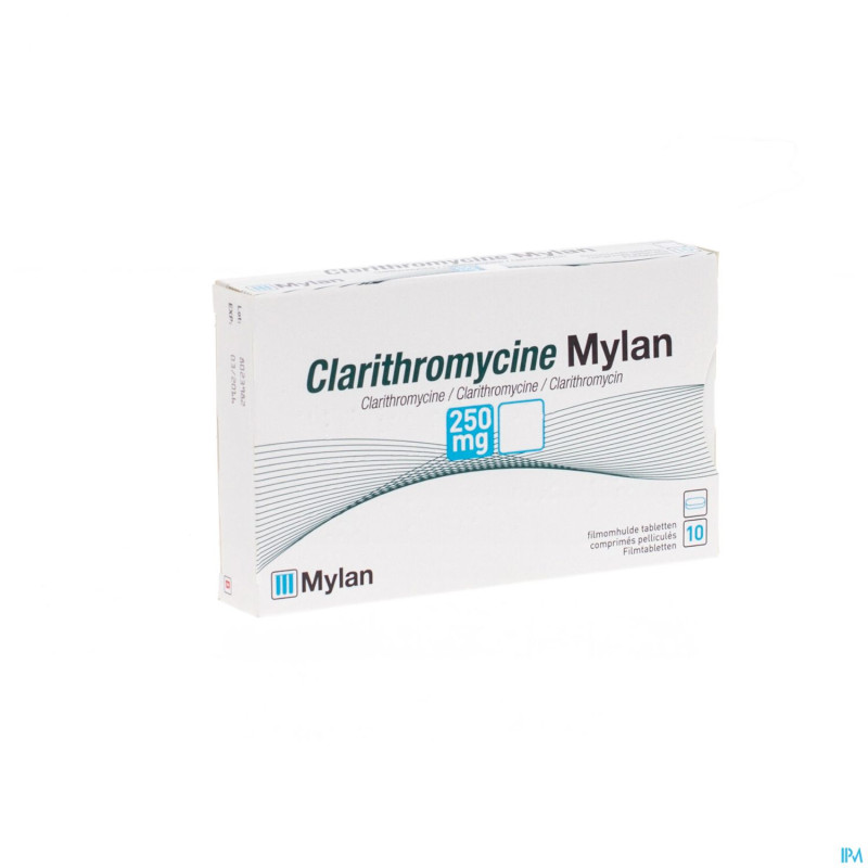 Clarithromycine mylan comp.pel. 10 x 250 mg