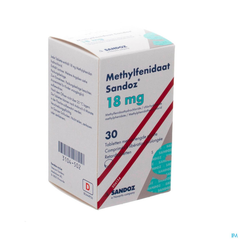 Methylfenidaat 18mg sandoz comp liberat prolong 30