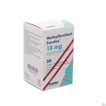 Methylfenidaat 18mg sandoz comp liberat prolong 30