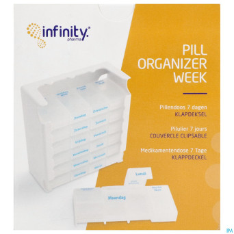 Pill organizer semaine couvercle clapet