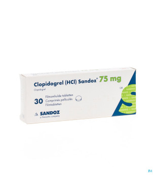 Clopidogrel hcl sandoz comp pell 30 x 75mg