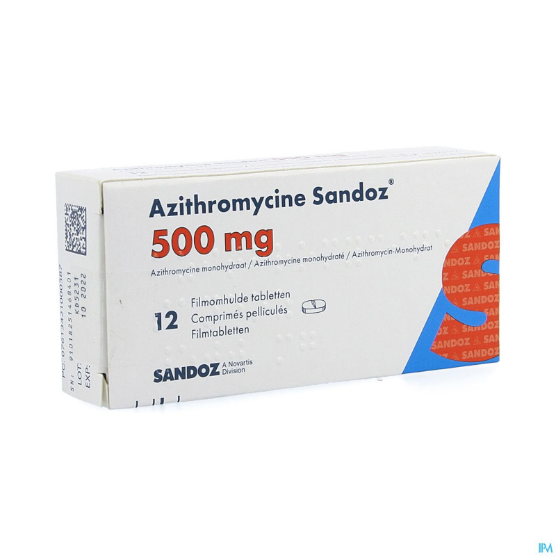 Azithromycine 500 mg sandoz comp pell 12x500 mg